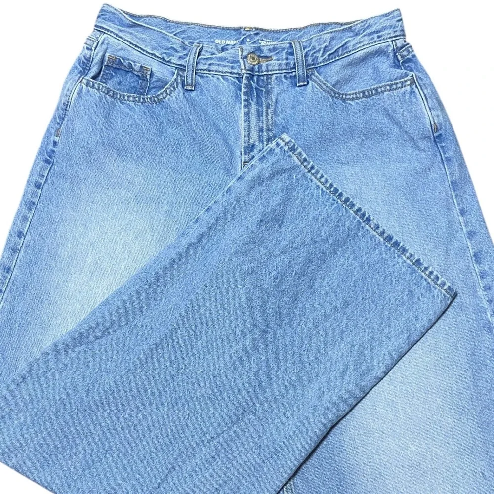 Old Navy Wow Baggy Wide Leg Jeans Light Wash 100% Cotton Retro Size 6 Tall - Picture 11 of 11